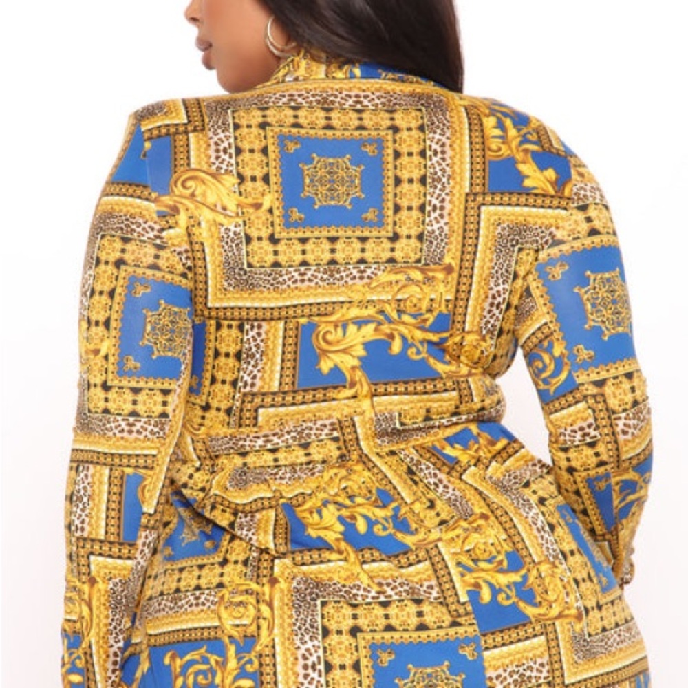 Fashion Nova Blue and Gold Patterned Maxi Dress - Picture 9 of 13